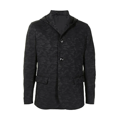 Emporio Armani FW21 Camouflage Hooded Blazer Jacket - Black 3K1GN6-1JUTZ-F028