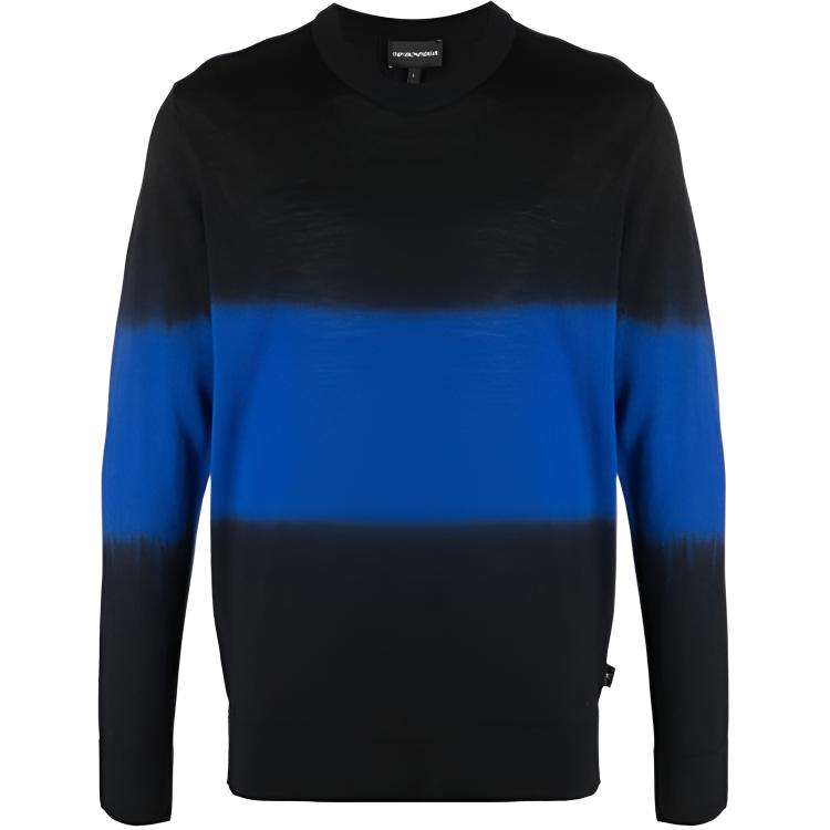 Emporio Armani FW21 Colorblock Wool Knit Pullover Sweater - Black 3K1MT4-1MD4Z-F013