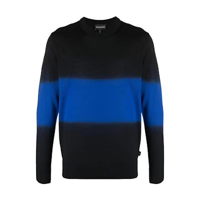 Emporio Armani FW21 Colorblock Wool Knit Pullover Sweater - Black 3K1MT4-1MD4Z-F013