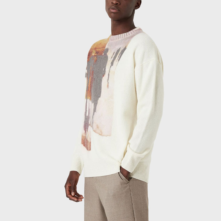 EMPORIO ARMANI FW21 Creative Print Wool Knit Sweater - White 6K1MV2-1M02Z-F146 圖 3