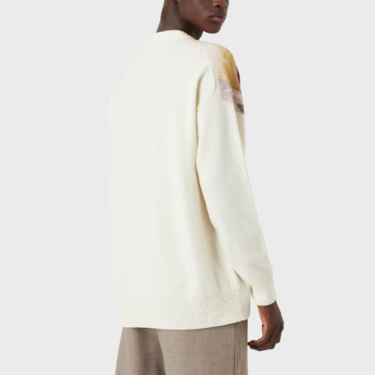 EMPORIO ARMANI FW21 Creative Print Wool Knit Sweater - White 6K1MV2-1M02Z-F146 圖 4