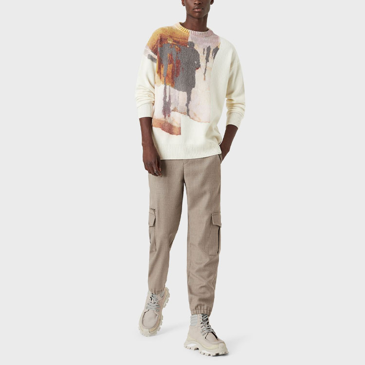 EMPORIO ARMANI FW21 Creative Print Wool Knit Sweater - White 6K1MV2-1M02Z-F146 圖 5
