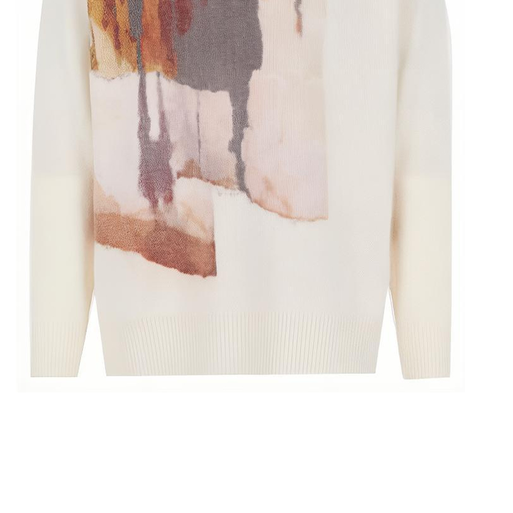 EMPORIO ARMANI FW21 Creative Print Wool Knit Sweater - White 6K1MV2-1M02Z-F146 圖 7