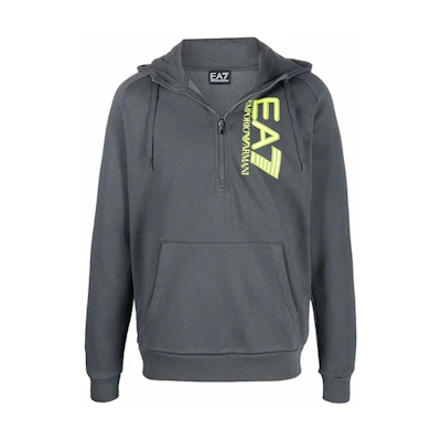 Emporio Armani FW21 EA7 Logo Print Zip-Up Hoodie Grey 6KPM20-PJ07Z-0977