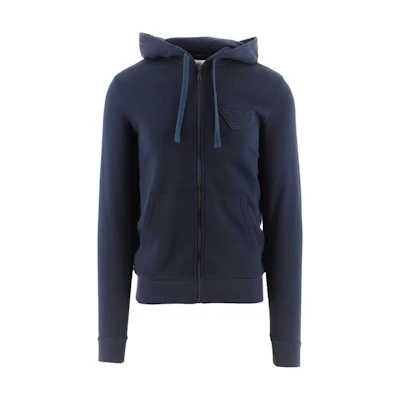 Emporio Armani FW21 Eagle Logo Navy Zip Hoodie for Men 111784-1A571-135