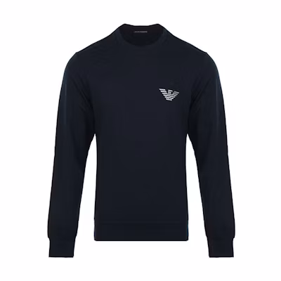 Emporio Armani FW21 Embroidered Logo Pullover Sweatshirt - Navy Blue 111785-1A5750-0135