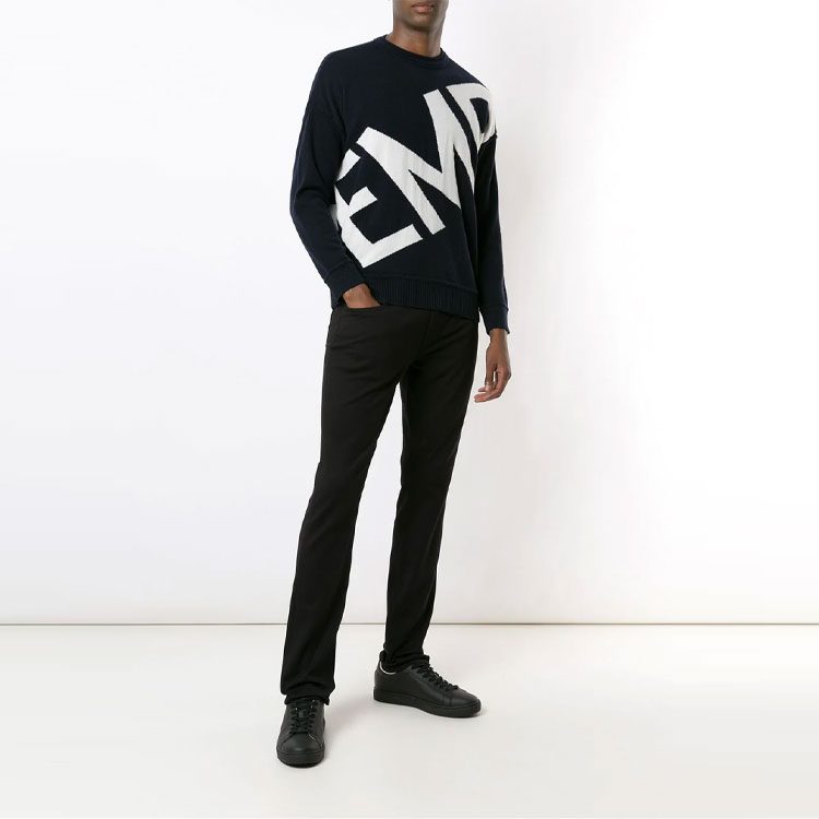 Shop EMPORIO ARMANI FW21 Essentials Jeans Hitam Kasual dengan Ritsleting. 8N1J06-1G0IZ-0005