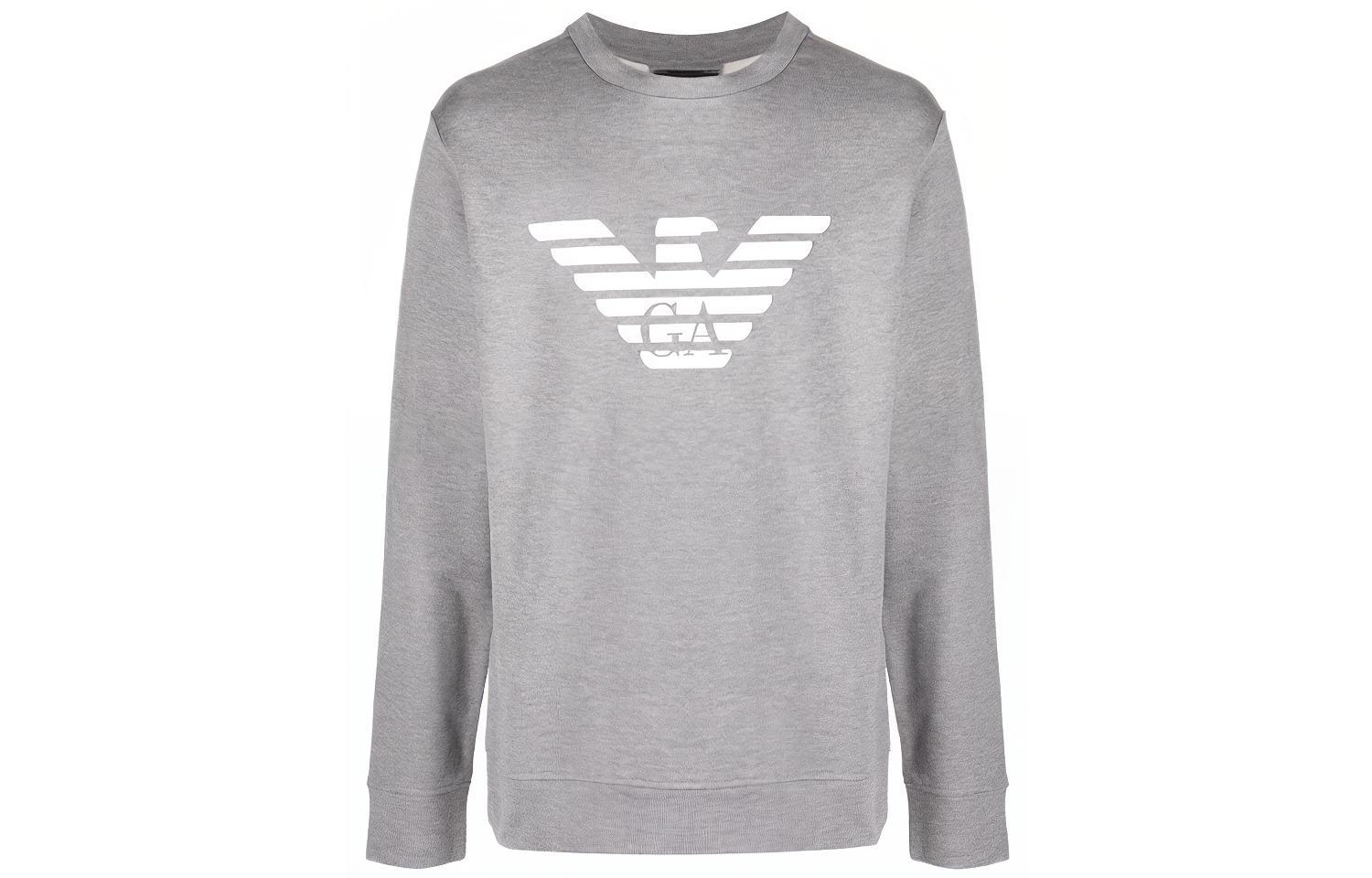 Emporio Armani FW21 Essentials Logo Print Grey Long Sleeve Sweatshirt 8N1MR6-1JRIZ-F606