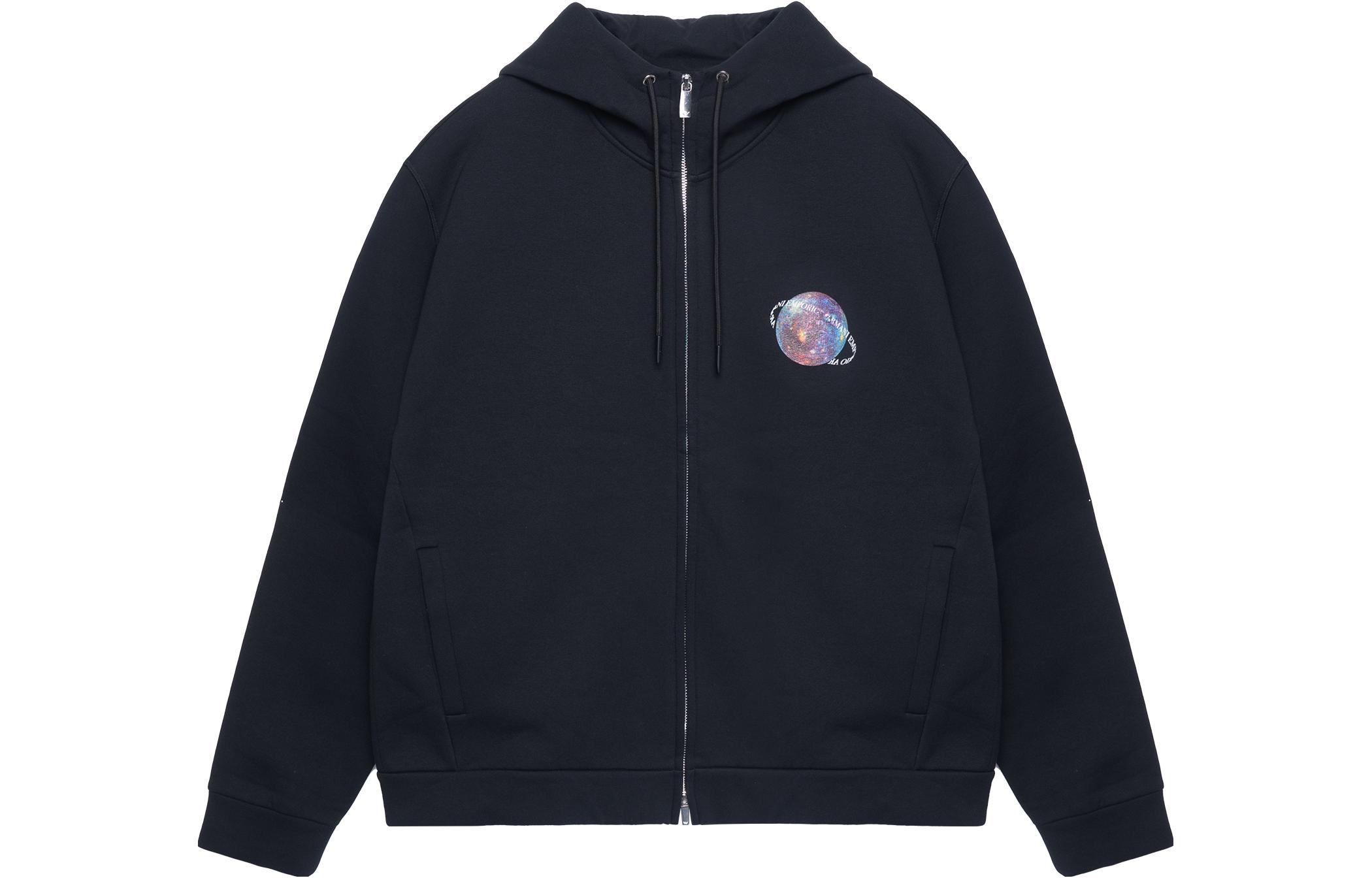 Emporio Armani FW21 Graphic Zip-Up Fleece Sweatshirt Black. 6K1B8P-1JM3Z-0009