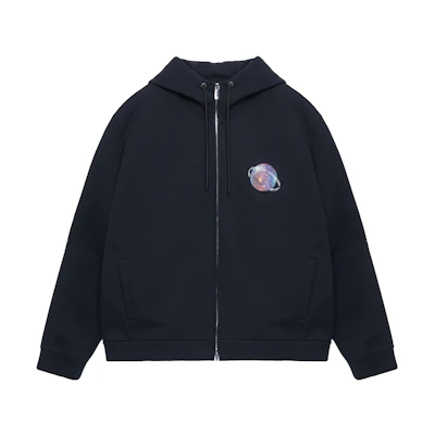 Emporio Armani FW21 Graphic Zip-Up Fleece Sweatshirt Black. 6K1B8P-1JM3Z-0009