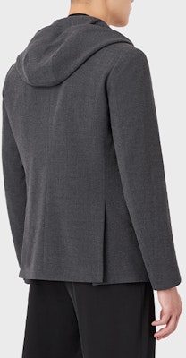 Emporio Armani 2021秋冬灰色连帽单排扣宽松外套. 6K1GN6-1NQCZ-0633 Shop Emporio Armani 2021秋冬灰色连帽单排扣宽松外套. 6K1GN6-1NQCZ-0633