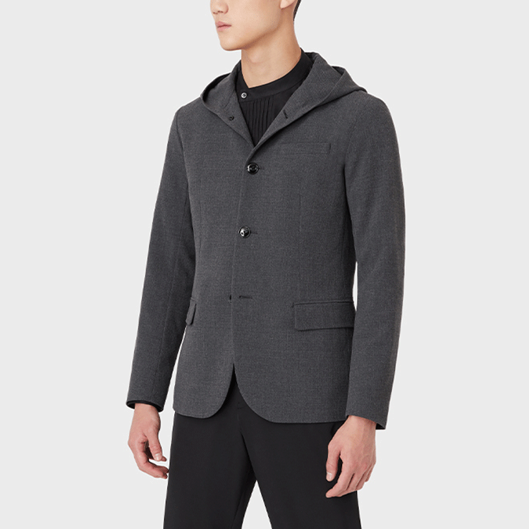 Purchase Emporio Armani 2021秋冬灰色连帽单排扣宽松外套. 6K1GN6-1NQCZ-0633