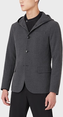 Emporio Armani 2021秋冬灰色连帽单排扣宽松外套. 6K1GN6-1NQCZ-0633 Purchase Emporio Armani 2021秋冬灰色连帽单排扣宽松外套. 6K1GN6-1NQCZ-0633