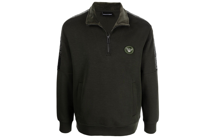 Emporio Armani FW21 Green Half-Zip Long Sleeve Sweatshirt for Men 6K1M88-1JHSZ-0558