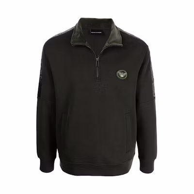 Emporio Armani FW21 Green Half-Zip Long Sleeve Sweatshirt for Men 6K1M88-1JHSZ-0558