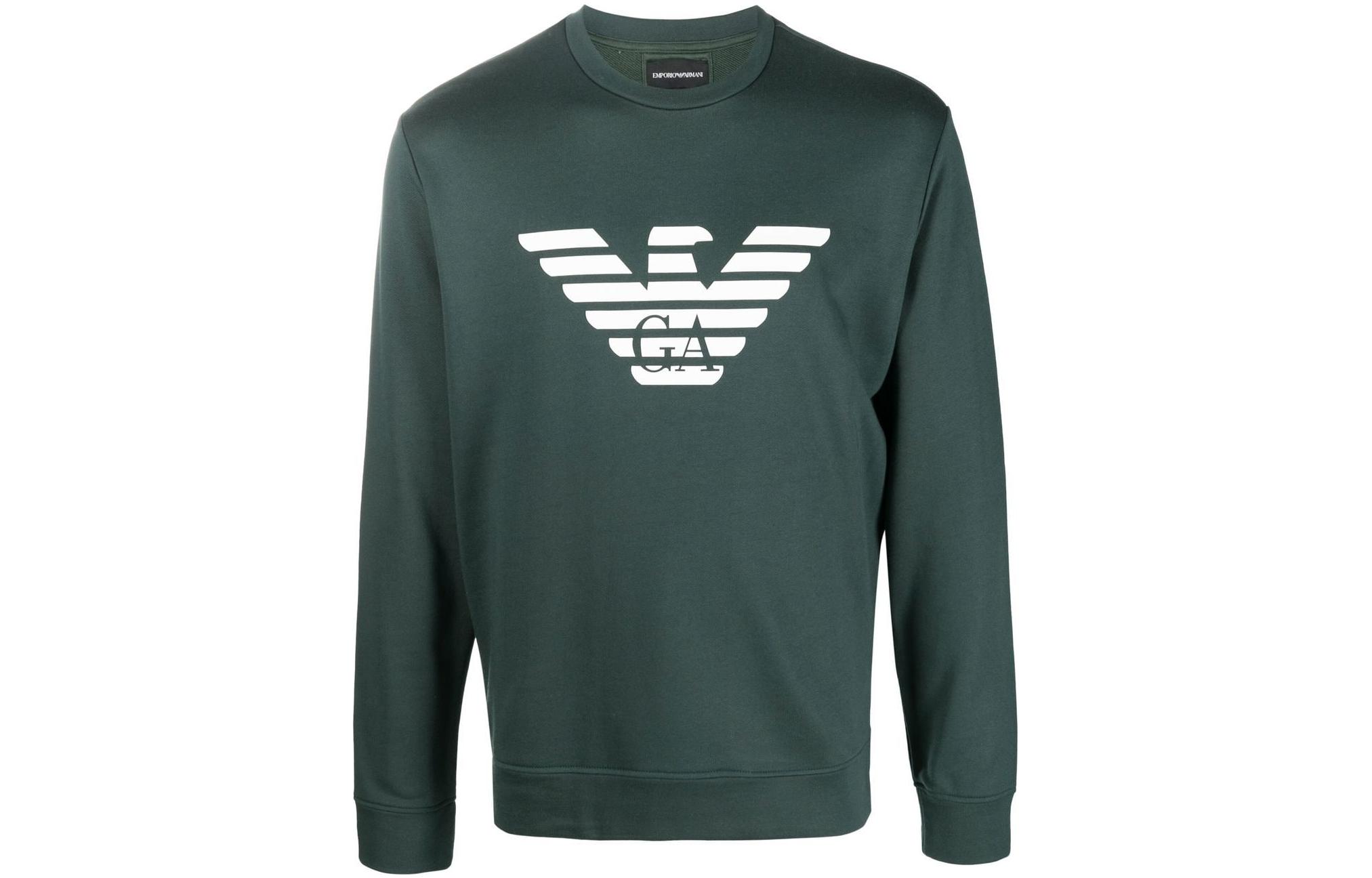Emporio Armani FW21 Green Logo Print Crewneck Sweatshirt 8N1MR6-1JRIZ-F537