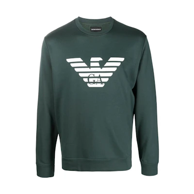 Emporio Armani FW21 Green Logo Print Crewneck Sweatshirt 8N1MR6-1JRIZ-F537