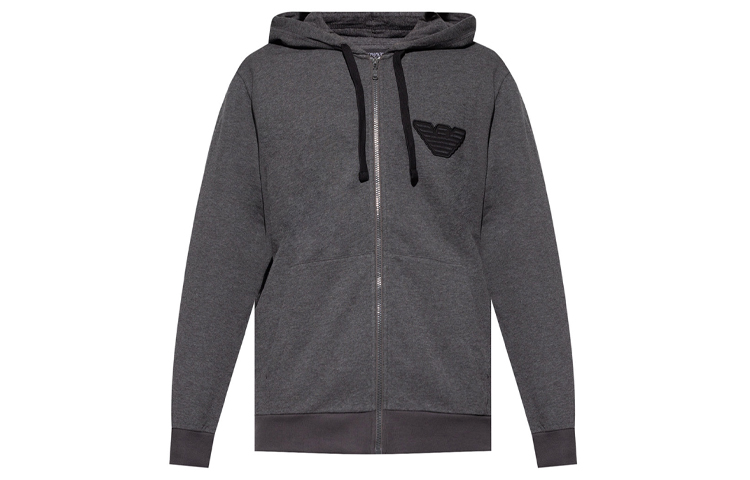 Emporio Armani FW21 Grey Hoodie with Embroidered Eagle Logo 111784-1A571-57720