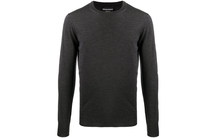 EMPORIO ARMANI FW21 Grey Wool Pullover Crewneck Sweater. 8N1M42-1M67Z-0629