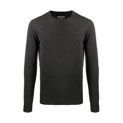 EMPORIO ARMANI FW21 Grey Wool Pullover Crewneck Sweater. 8N1M42-1M67Z-0629