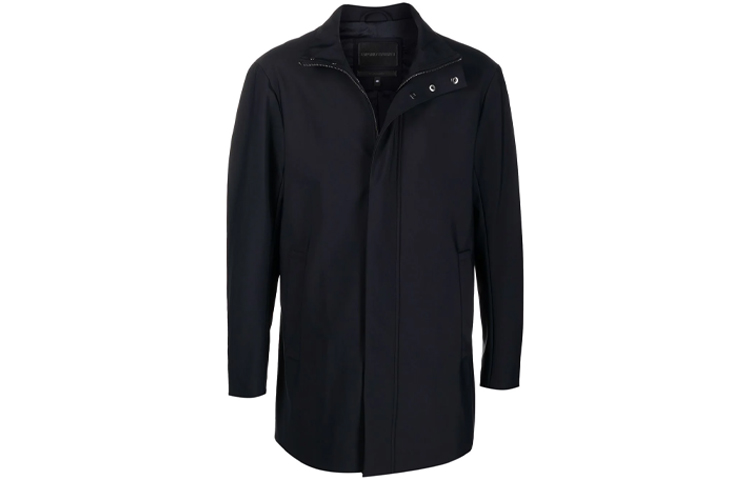 Order EMPORIO ARMANI FW21 Jaket Zip Leher Tinggi Lengan Panjang Biru Gelap 8N1L81-1NZAZ-0920