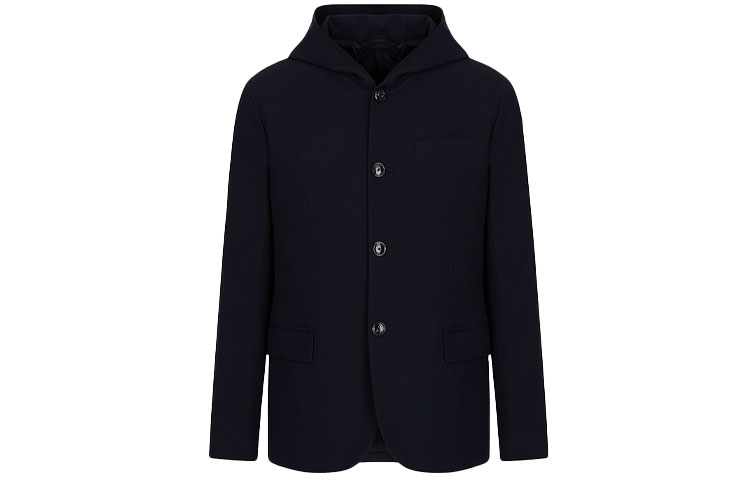 Emporio Armani FW21 Hooded Single-Breasted Jacket Navy Blue 6K1GN6-1NQCZ-0920
