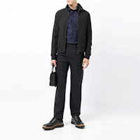 Lookbook Emporio Armani FW21 Houndstooth Pattern Zip-Up Bomber Jacket Men Black B1R290-B1D10-632