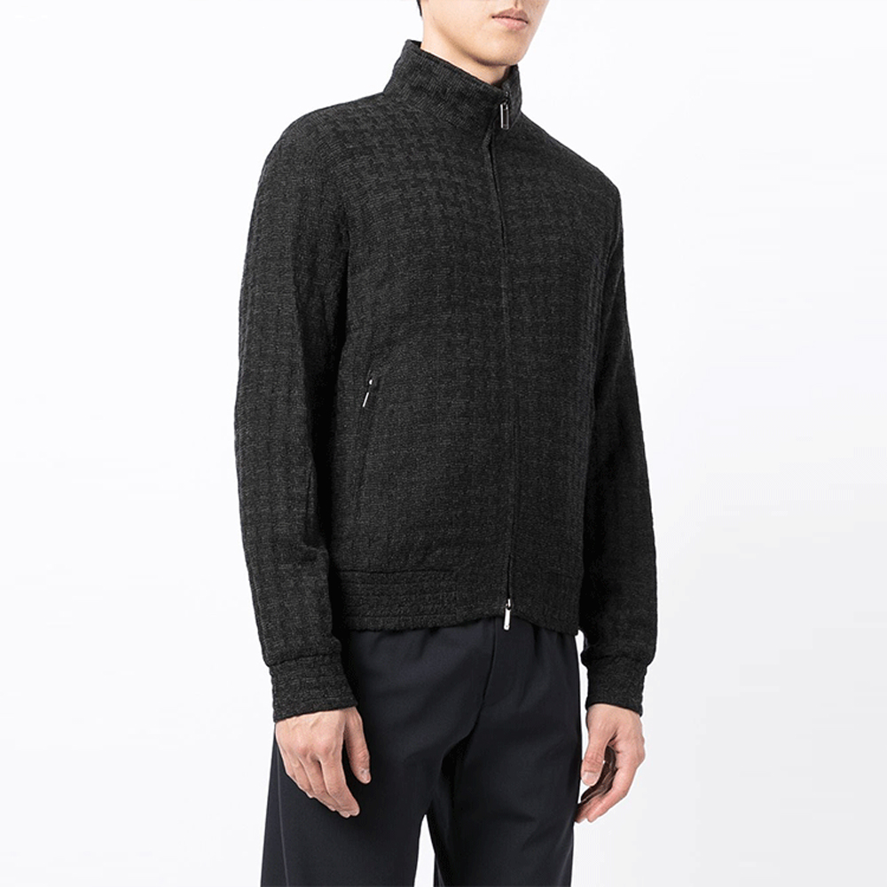 Purchase Emporio Armani FW21 千鳥格紋拉鍊飛行夾克 男款 黑色 B1R290-B1D10-632