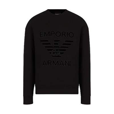 Emporio Armani FW21 Knit Sweatshirt with Logo Embroidery - Black 6K1M971-JHSZ1-0999