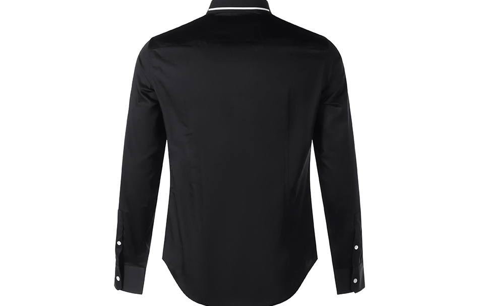 Lookbook Emporio Armani FW21 黑色標誌長袖棉質襯衫 3K1CP8-1NXRZ-0999