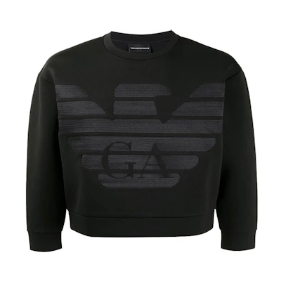 Emporio Armani FW21 Logo Crewneck Long Sleeve Sweatshirt Black 3K1MD5-1JUWZ-0029
