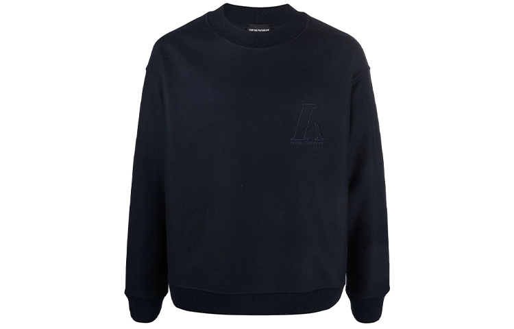 Emporio Armani FW21 Logo Embroidered Crewneck Sweatshirt Navy Blue 6K1M6P-1JS4Z-0922