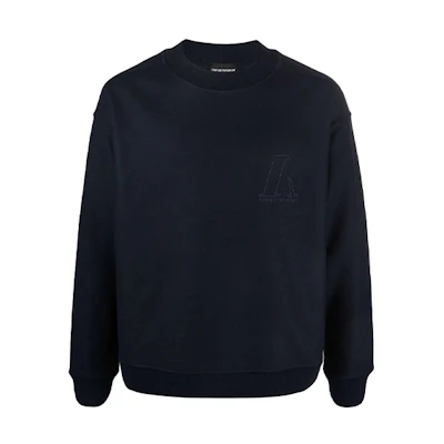 Emporio Armani FW21 Logo Embroidered Crewneck Sweatshirt Navy Blue 6K1M6P-1JS4Z-0922