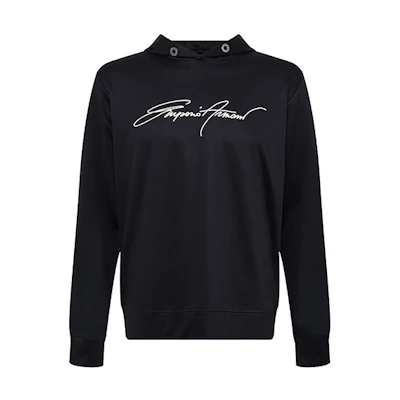 Emporio Armani FW21 Logo Embroidered Hoodie Navy Blue 6H1MC2-1JSGZ-920