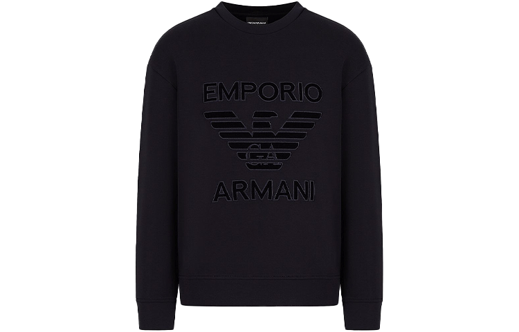 Emporio Armani FW21 Logo Embroidered Knit Sweatshirt Navy Blue () 6K1M971-JHSZ1-0920