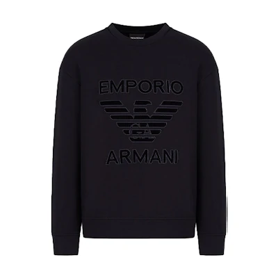 Emporio Armani FW21 Logo Embroidered Knit Sweatshirt Navy Blue () 6K1M971-JHSZ1-0920