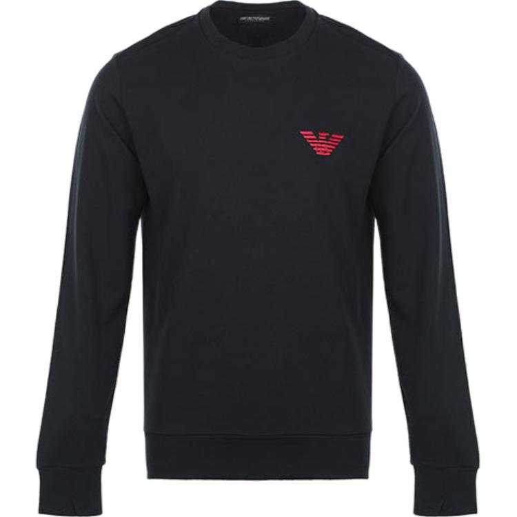 Emporio Armani FW21 Logo Embroidered Pullover Sweatshirt Black 111785-1A5750-0020