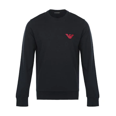 Emporio Armani FW21 Logo Embroidered Pullover Sweatshirt Black 111785-1A5750-0020