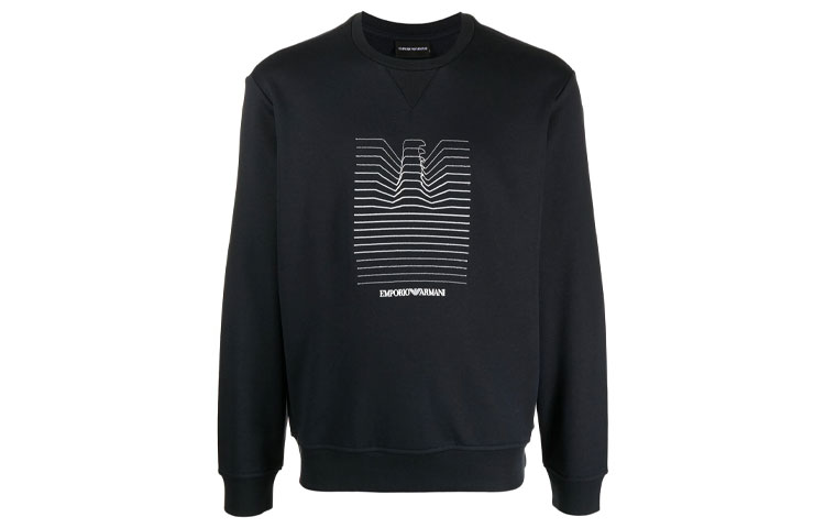 Emporio Armani FW21 Logo Embroidered Pullover Sweatshirt Black () 3K1ME3-1-JTNZ