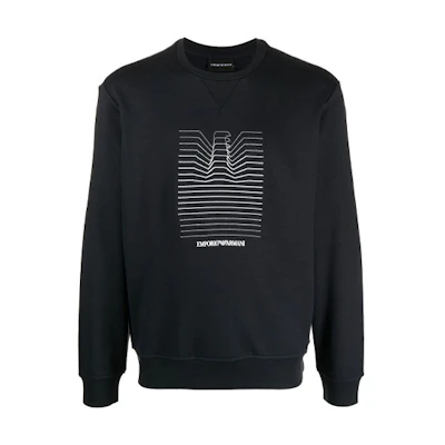 Emporio Armani FW21 Logo Embroidered Pullover Sweatshirt Black () 3K1ME3-1-JTNZ