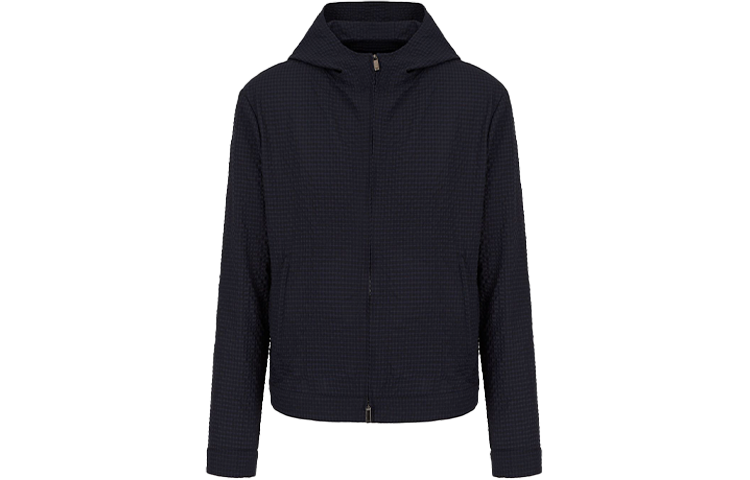 Emporio Armani FW21 Logo Hooded Jacket in Navy Blue. B1R410-B1306-922
