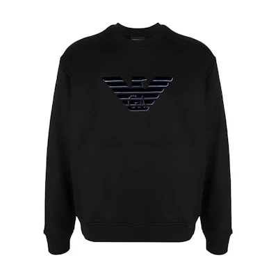 Emporio Armani FW21 Logo Loose Fit Crewneck Sweatshirt Black 6K1M93-1JQNZ-0059