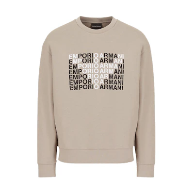 Emporio Armani FW21 Logo Loose Fit Long Sleeve Sweatshirt Khaki Men 6K1M62-1JHSZ-0144