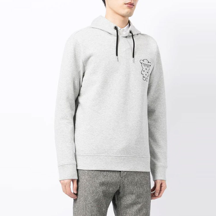Shop Emporio Armani FW21 徽標印花連帽衫 灰色 6K1MG3-1JHSZ-0616