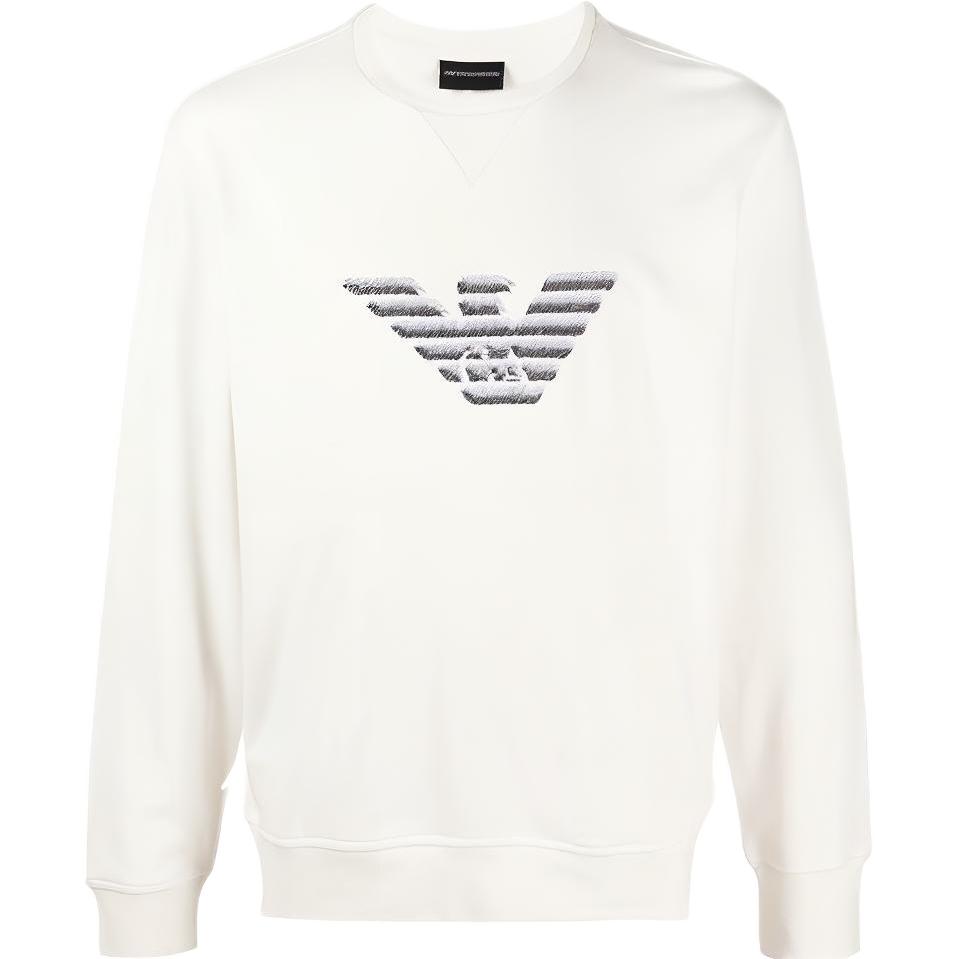 Emporio Armani FW21 Logo Print Pullover Sweatshirt White () 3K1MP5-1JTNZ-0101