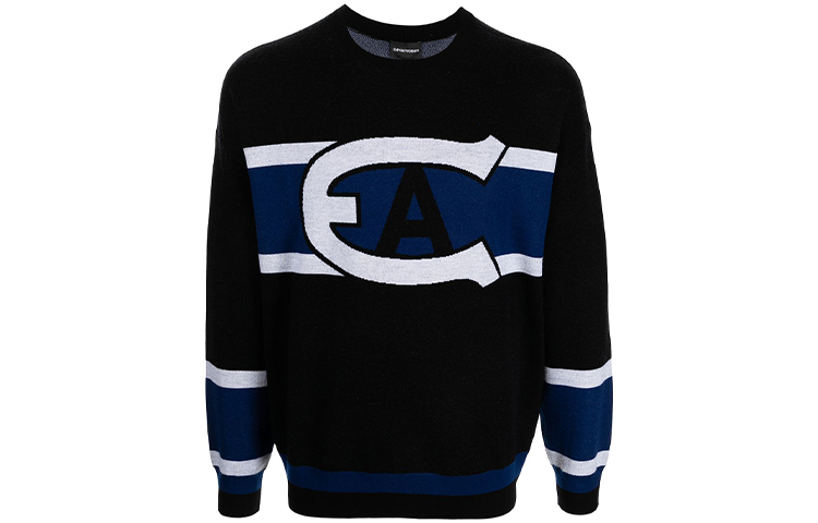 Emporio Armani FW21 Logo Print Wool Sweater Black 6K1MXA-1MSRZ-0999