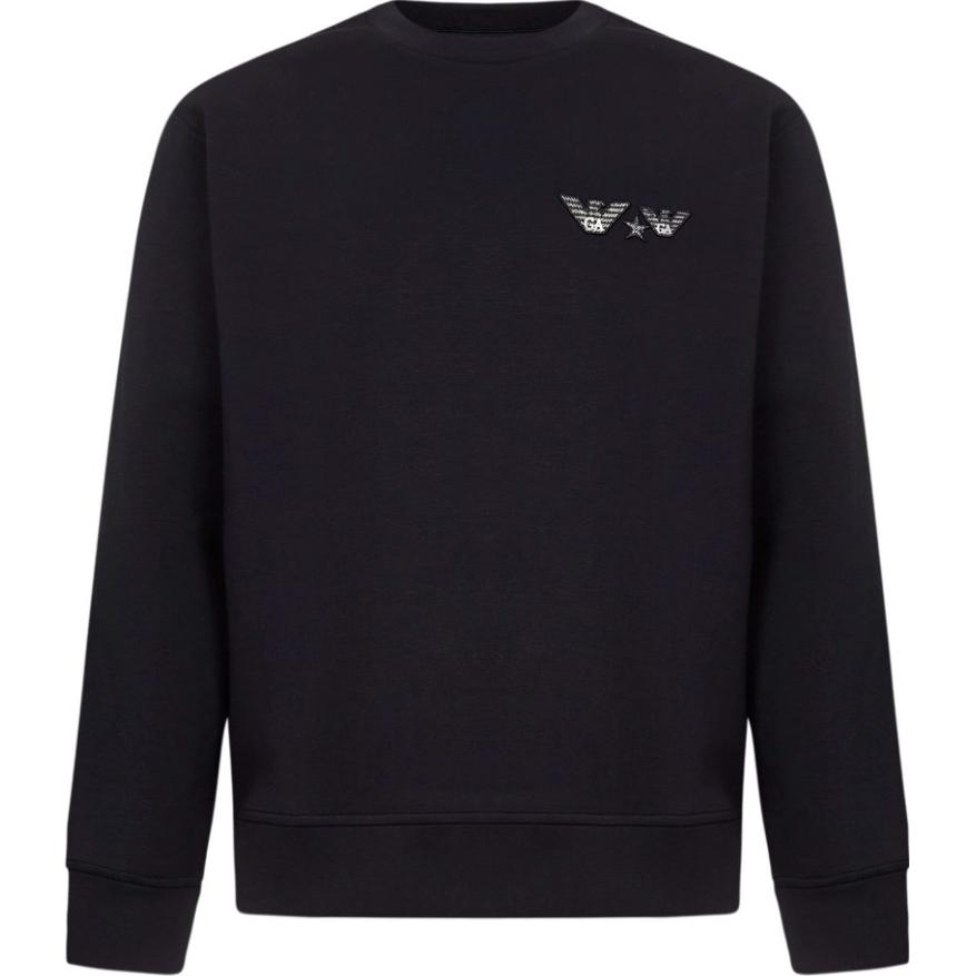 Emporio Armani FW21 Logo Pullover Casual Long-Sleeve Sweatshirt Navy Men. 6K1M75-1JHSZ-0920
