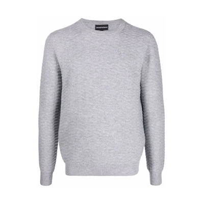 EMPORIO ARMANI FW21 Loose Fit Wool Knit Pullover Sweater - Gray 6K1MV7-1M08Z-0630
