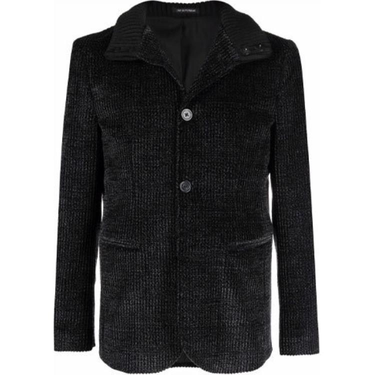 Emporio Armani FW21 Men’s Corduroy Single-Button Blazer Jacket Black B1G370-B1228-996