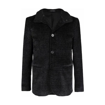 Emporio Armani FW21 Men’s Corduroy Single-Button Blazer Jacket Black B1G370-B1228-996